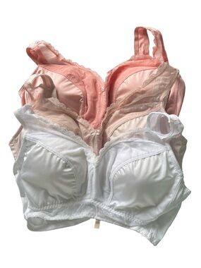 NWOT Rhonda Shear 3 Bras Retro Pinup Pink White Stlye 676 Womens Plus Size 1X